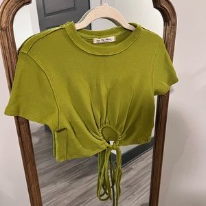 Free People waffle cropped shirt